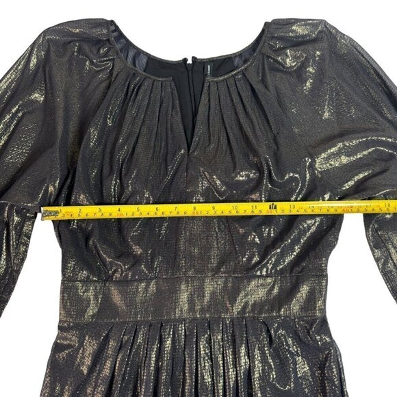 NWT Cocktail Mini Dress Sz.S Black Gauzy Gold Shimmer Sheer Sleeve 90s Event - Picture 5 of 14